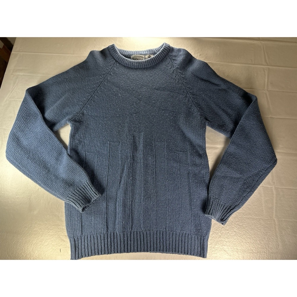 VTG 1980's Chunky Knit Ribbed Sweater Mens Large 100% Pure Wool Grandpacore Crew